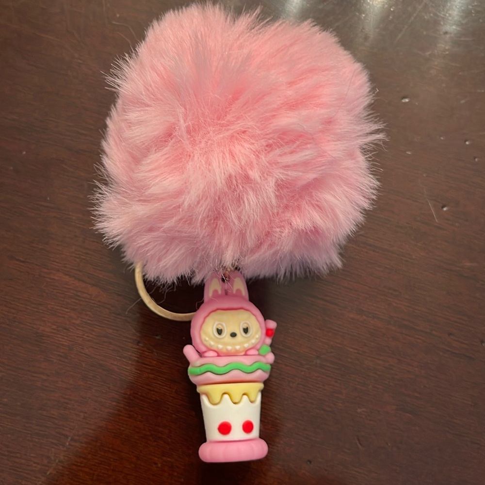 Plush Pom-Pom Keychain with Cute Labubu Character new